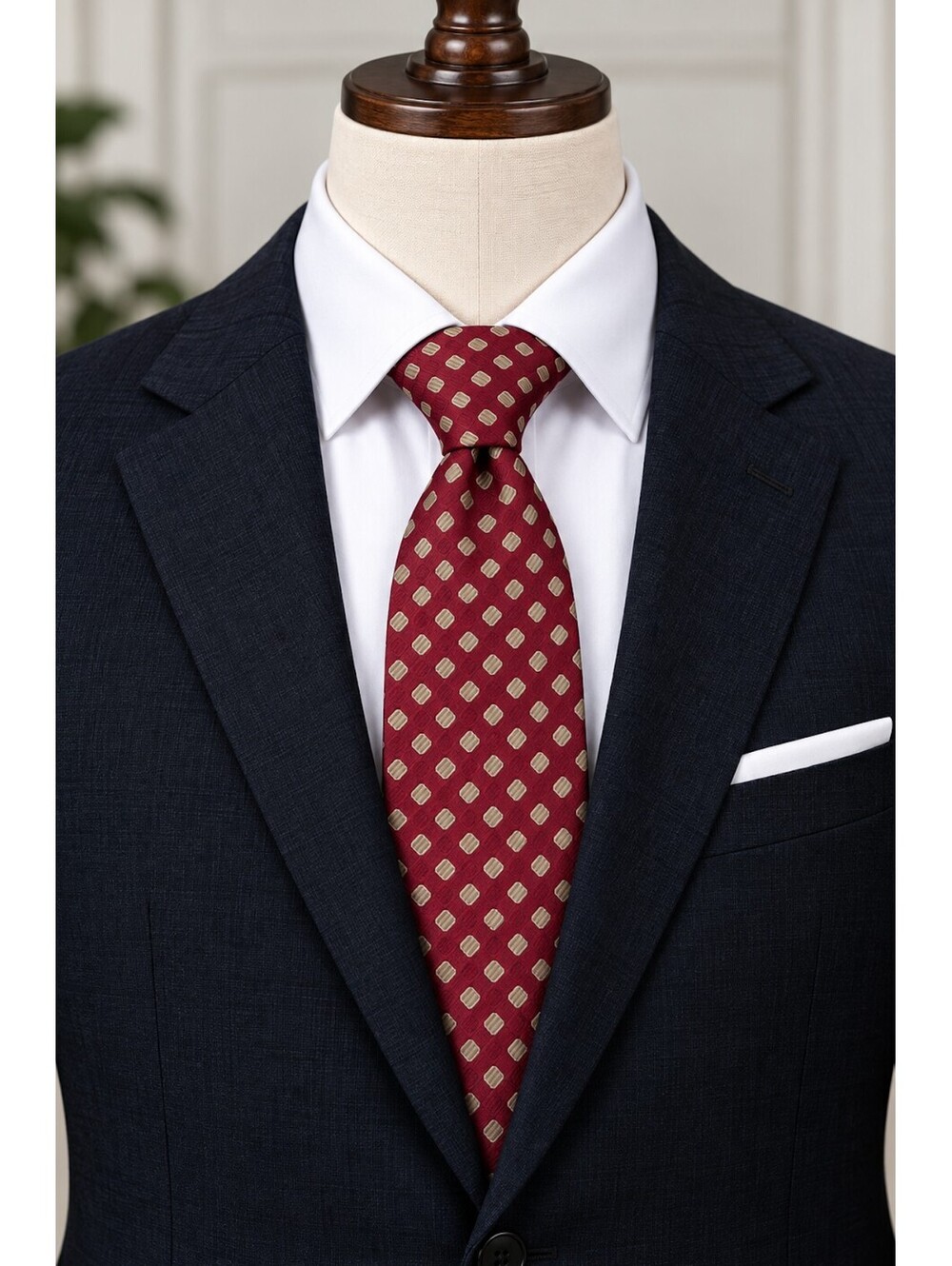Jones New York Men's Burgundy Polka Dot Silk Tie